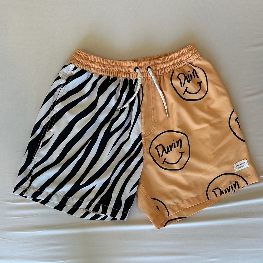 Men's Zebra and Orange Swim Trunks